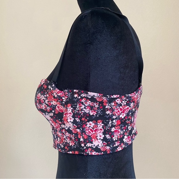 Floral Corset Bustier Top, Black & Pink, Size Small. - Picture 4 of 7